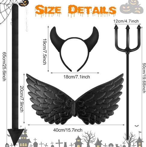 Devil Costume Set Demo Costume Accessories Kit Including Devil Wing Horn Headband and Devil Tail for Party in Saudi Arabia