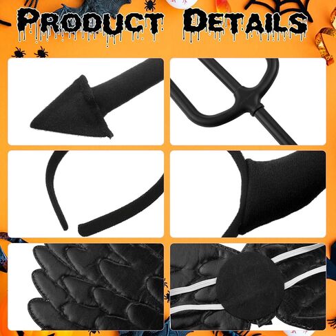 Devil Costume Set Demo Costume Accessories Kit Including Devil Wing Horn Headband and Devil Tail for Party in Saudi Arabia