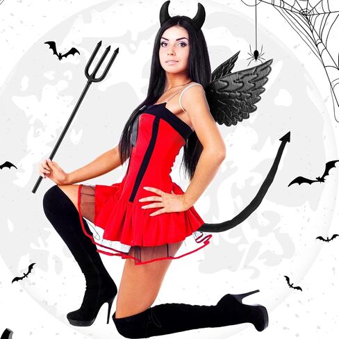 Devil Costume Set Demo Costume Accessories Kit Including Devil Wing Horn Headband and Devil Tail for Party in Saudi Arabia