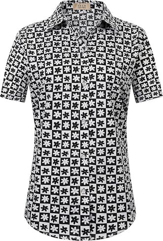 SSLR Womens Hawaiian Shirts Short Sleeve Blouses Casual Button Down Shirts for Women in Saudi Arabia