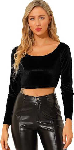 قميص نسائي من Allegra K بأكمام طويلة مخملي بدون أكتاف للهالوين in Kuwait