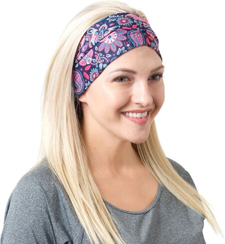 RiptGear Stretch Sport Headband for Women (Solid Black) — Made of Non-Slip Sweat Wicking Fabric — Great for Yoga, Running or The Gym — Soft Headband That Fits Most Head Sizes — (1-Pack) in Kuwait