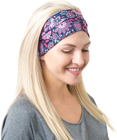 RiptGear Stretch Sport Headband for Women (Solid Black) — Made of Non-Slip Sweat Wicking Fabric — Great for Yoga, Running or The Gym — Soft Headband That Fits Most Head Sizes — (1-Pack) in Kuwait