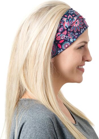 RiptGear Stretch Sport Headband for Women (Solid Black) — Made of Non-Slip Sweat Wicking Fabric — Great for Yoga, Running or The Gym — Soft Headband That Fits Most Head Sizes — (1-Pack) in Kuwait