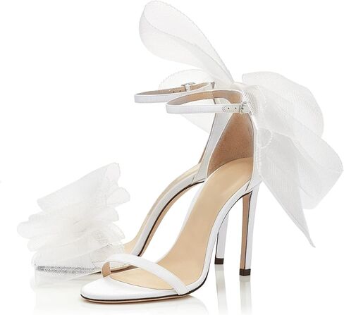 Coutgo Women's Bow Heels Open Toe Stiletto Heels One Strap Party Summer High Heeled Sandals Asymmetric Non-Removable Bow Knot in Saudi Arabia