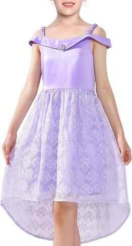 Sunny Fashion Girls Dress Purple Off Shoulder Hi-Low Skirt Bridesmaid Size 7-14 in Saudi Arabia