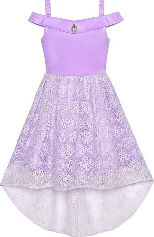 Sunny Fashion Girls Dress Purple Off Shoulder Hi-Low Skirt Bridesmaid Size 7-14 in Saudi Arabia