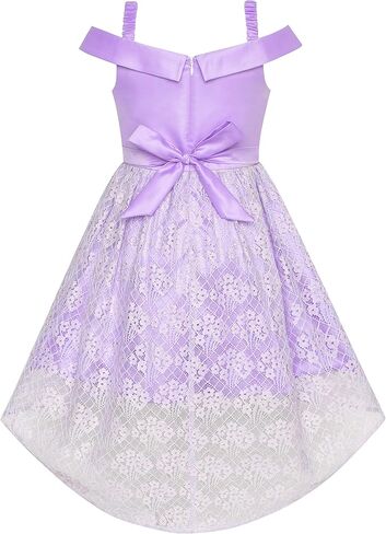 Sunny Fashion Girls Dress Purple Off Shoulder Hi-Low Skirt Bridesmaid Size 7-14 in Saudi Arabia