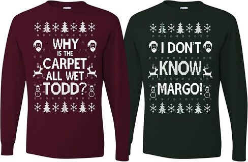 الملابس البرية المخصصة لماذا السجادة All Wet Todd IDK Margo Couples Ugly Christmas Long Sleeve in Kuwait