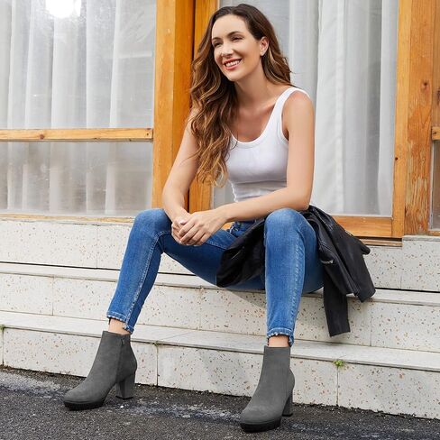 أحذية JABASIC النسائية بكعب عالٍ للكاحل وأحذية طويلة ذات نعل سميك in Kuwait