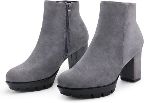 أحذية JABASIC النسائية بكعب عالٍ للكاحل وأحذية طويلة ذات نعل سميك in Kuwait