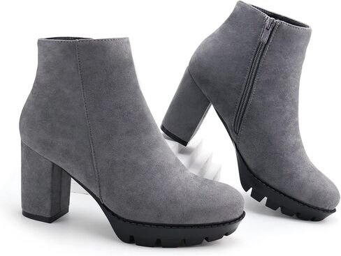 أحذية JABASIC النسائية بكعب عالٍ للكاحل وأحذية طويلة ذات نعل سميك in Kuwait