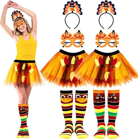 Suhine Women Thanksgiving Turkey Costumes Thanksgiving Turkey Running Costumes Turkey Tutu for Running Lovers Cosplay Party in Saudi Arabia