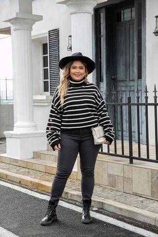 Love Welove Fashion Women’s 2023 Fall Winter Turtle Neck Pullover Chunky Knit Sweaters Casual Loose Oversized Tops in Kuwait