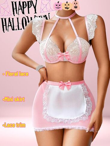 ملابس خادمة مثيرة مكونة من 3 قطع من EHSUYAB للسيدات، فيونكة من الساتان، مريلة من الدانتيل، ملابس داخلية للحفلات التنكرية in Kuwait