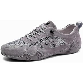 Boxpopla Women's Leather Outdoor Mesh Trail Shoes for Hiking & Walking Unisex Non-Slip Slip On Lightweight Sneakers Breathable Comfort Soft Summer Sports Driving Shoes