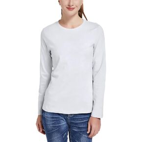 KOWSPORT Women’s Long Sleeve T-Shirt Striped Tee Shirt Tops Regular Fit Plain Color Tees for Women Size S-2XL