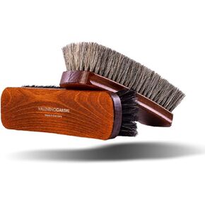 Valentino Garemi Shoe Polishing Brush Set - Extra Large 8 Inches Long Luxury Shining Brushes - Genuine Horsehair bristles Manufactured in Germany in Saudi Arabia
