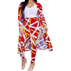 A ADILACA Womens 2 Piece Outfits Floral Print Open Front Cardigan and Pants Set (8 Color, S-4XL)
