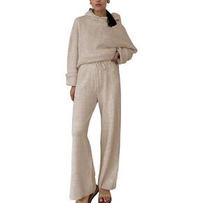 أطقم سترات نسائية من Inadays مكونة من قطعتين وأكمام طويلة بلوفر بقلنسوة وسراويل واسعة الساق in Kuwait