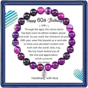 haoze 60 هدايا عيد ميلاد للنساء الرجال، جمشت الخرز عيد ميلاد سوار للمرأة Truning 60 سنة المجوهرات هدية للنساء الرجال أمي أخت أفضل صديق زوجة رئيس هدايا عيد ميلاد