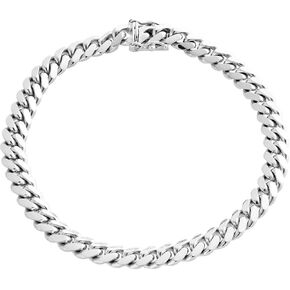 سوار أوروستار من الفضة الإسترليني عيار 925 كوبي 9 ملم للرجال | وصلات ميامي كوبي ثقيلة ومطلية بالروديوم من مقاس 8.5-9 بوصة | صنع في ايطاليا in Kuwait