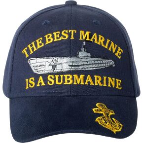 قبعة مطرزة بشعار USN البحرية الأمريكية مطبوع عليها The Best Marine is A Submarine - أزرق قابل للتعديل، أزرق، 0, أزرق, 0 in Saudi Arabia