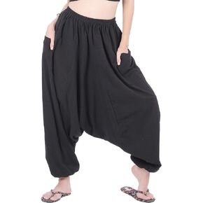 CandyHusky 100% Cotton Hippie Gypsy Boho Baggy Pants Harem Pants for Men Women Yoga Pants Aladdin Pants One Size Fits Most