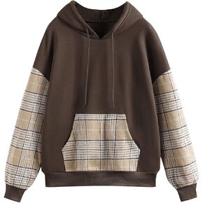 SweatyRocks Women's Causal Long Sleeve Color Block Hoodie Sweatshirt with Pocket