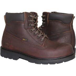 WOLF Xtra-Shift 6’’ Waterproof Treated Upper 100% Genuine Mexican Wheat Nubuck Leather Ankle Work Boot, Anti-Slip Rubber Out Sole, Construction, Industrial PPE