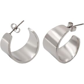 Chunky Gold Hoop Earrings for Women,Gold Plated Stainless Steel Hypoallergenic U/C Shape Minimalist Statement Geometric Earrings Jewelry for Girls Gifts in Saudi Arabia