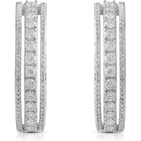 Jewelili 14K الذهب الأبيض 1 Cttw جولة الماس الأبيض الطبيعي أقراط in Kuwait