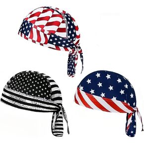 DANLCUPL 3 Pcs DOO Rags Dew Rag Skull Cap Pirate Hat Cooling Head Wrap Bandana Helmet Liner for Men Cycling Motorcycle