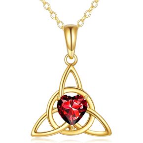 DOVRAN 14K Solid Gold Celtic Knot Necklace for Women Good Luck Irish Triquetra Triangle Knot Jewelry Opal Crystal Emerald Gold Birthday Gifts for Her in Saudi Arabia