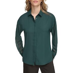 Calvin Klein Women's Button Front Long Sleeve Blouse in Saudi Arabia