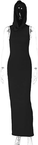 فستان نسائي غير رسمي بأكمام طويلة فستان ماكسي Y2k بقلنسوة مكشكش بحاشية خلفية أساسية سبليت للحفلات والنوادي الليلية فساتين طويلة in Kuwait