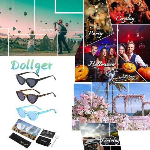 Dollger Cat Eye Sunglasses Vintage Retro Plastic Frame Cateye Sunglasses for Women in Saudi Arabia