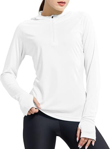MIER Women's UPF 50+ Long Sleeve Sun Hoodie Shirts for Hiking Running Sun Protection Quarter Zip in Saudi Arabia