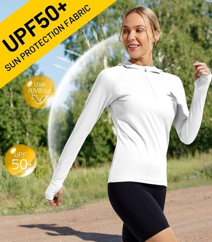 MIER Women's UPF 50+ Long Sleeve Sun Hoodie Shirts for Hiking Running Sun Protection Quarter Zip in Saudi Arabia