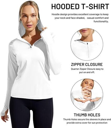 MIER Women's UPF 50+ Long Sleeve Sun Hoodie Shirts for Hiking Running Sun Protection Quarter Zip in Saudi Arabia