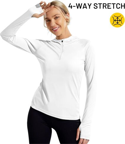 MIER Women's UPF 50+ Long Sleeve Sun Hoodie Shirts for Hiking Running Sun Protection Quarter Zip in Saudi Arabia
