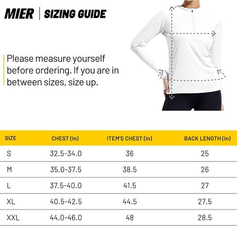 MIER Women's UPF 50+ Long Sleeve Sun Hoodie Shirts for Hiking Running Sun Protection Quarter Zip in Saudi Arabia