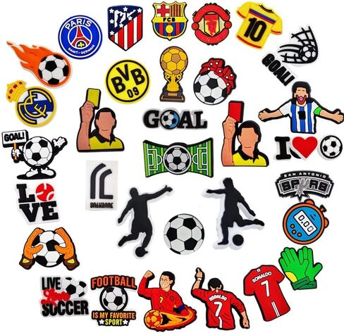 32PCS Soccer Shoe Charms for Croc Clog Decoration Sports Ball Sandals Accessories for Boys Men Teens Girls Women Party's Favor in Kuwait