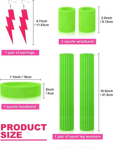 Women 80s Workout Costume Outfit Accessories Set Leggings Headband Wristbands Fanny Leg Warmers Earrings for Party in Saudi Arabia