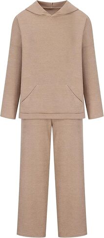 أطقم سترات نسائية من Inadays مكونة من قطعتين وأكمام طويلة بلوفر بقلنسوة وسراويل واسعة الساق in Kuwait