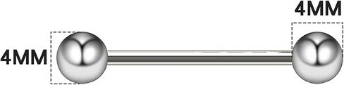 2pcs G23 Titanium 3mm/4mm/5mm Ball Nipple Rings Tongue Rings14G Straight Barbells Piercing JewelryBarbell Eyebrow Internally Threaded Tongue Piercing 14mm-40mm in Kuwait