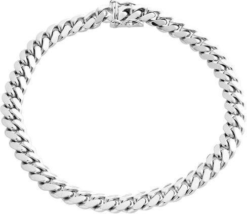 سوار أوروستار من الفضة الإسترليني عيار 925 كوبي 9 ملم للرجال | وصلات ميامي كوبي ثقيلة ومطلية بالروديوم من مقاس 8.5-9 بوصة | صنع في ايطاليا in Kuwait