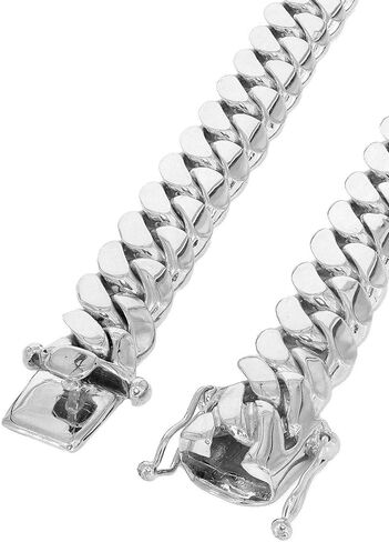 سوار أوروستار من الفضة الإسترليني عيار 925 كوبي 9 ملم للرجال | وصلات ميامي كوبي ثقيلة ومطلية بالروديوم من مقاس 8.5-9 بوصة | صنع في ايطاليا in Kuwait