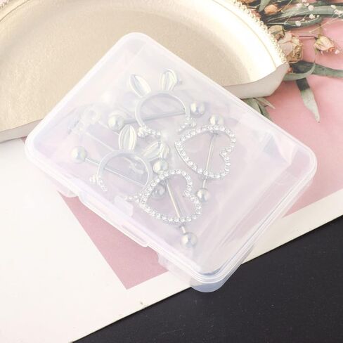 TIANCI FBYJS 5-7 Pairs Stainless Steel Nipple Rings Tongue Ring Piercing Body Jewelry Barbell CZ Heart Shape Rings for Women Girls in Kuwait