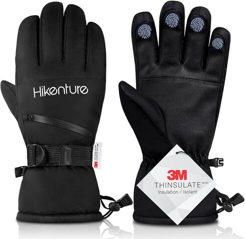 Hikenture Ski Gloves Men -Waterproof Insulated Snow Gloves with 3M Thinsulate -Touchscreen Winter Snowboard Gloves for Cold Weather, Windproof Snowmobile Gloves with Pockets in Saudi Arabia
